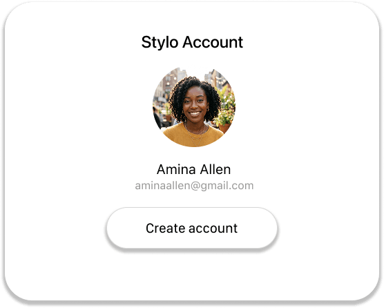 Stylo account setup screen